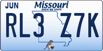MO license plate RL3Z7K