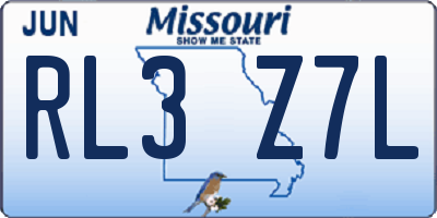 MO license plate RL3Z7L