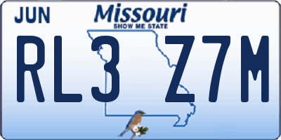 MO license plate RL3Z7M