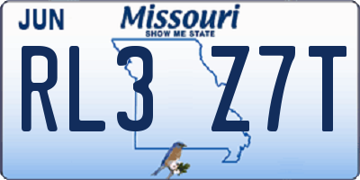 MO license plate RL3Z7T