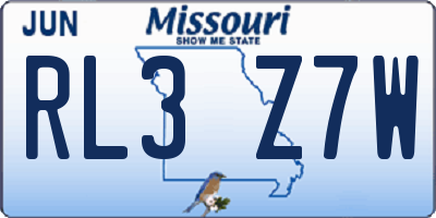MO license plate RL3Z7W