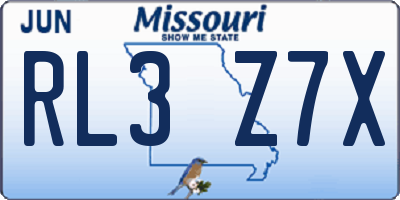 MO license plate RL3Z7X