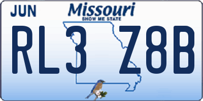 MO license plate RL3Z8B
