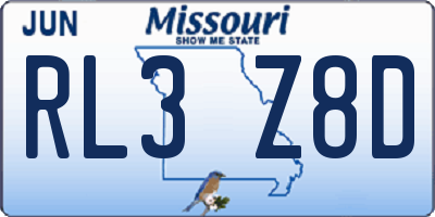 MO license plate RL3Z8D