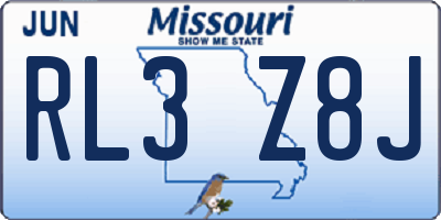 MO license plate RL3Z8J