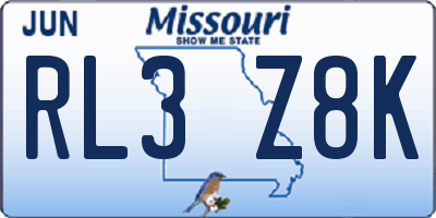 MO license plate RL3Z8K