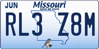 MO license plate RL3Z8M