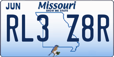 MO license plate RL3Z8R