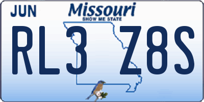MO license plate RL3Z8S