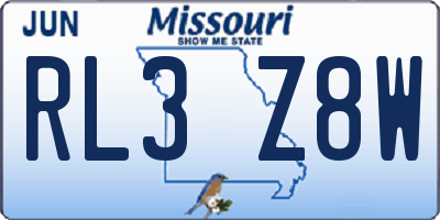 MO license plate RL3Z8W