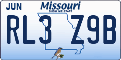MO license plate RL3Z9B