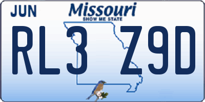 MO license plate RL3Z9D