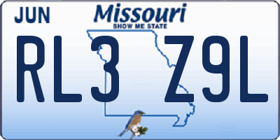 MO license plate RL3Z9L
