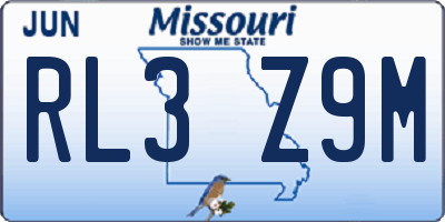 MO license plate RL3Z9M