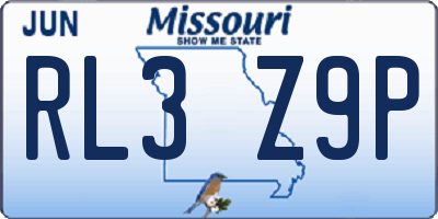 MO license plate RL3Z9P