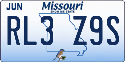 MO license plate RL3Z9S