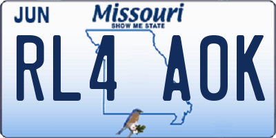 MO license plate RL4A0K