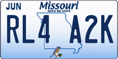 MO license plate RL4A2K
