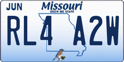 MO license plate RL4A2W