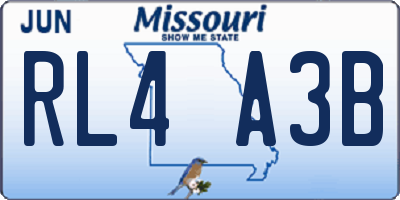 MO license plate RL4A3B