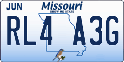 MO license plate RL4A3G