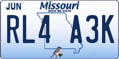 MO license plate RL4A3K