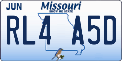MO license plate RL4A5D