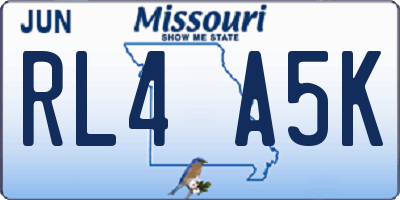 MO license plate RL4A5K