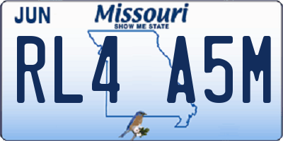 MO license plate RL4A5M