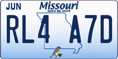 MO license plate RL4A7D