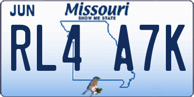 MO license plate RL4A7K