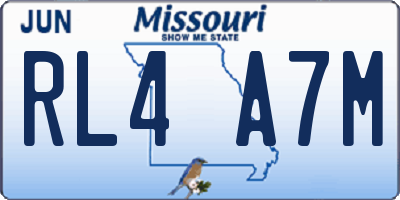MO license plate RL4A7M