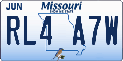 MO license plate RL4A7W
