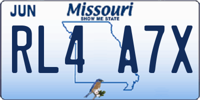 MO license plate RL4A7X
