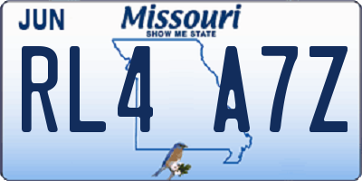 MO license plate RL4A7Z