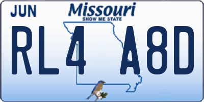 MO license plate RL4A8D