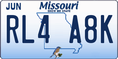 MO license plate RL4A8K