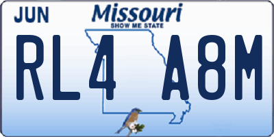 MO license plate RL4A8M