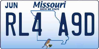 MO license plate RL4A9D
