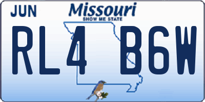 MO license plate RL4B6W