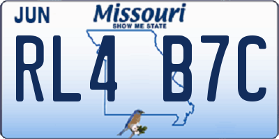 MO license plate RL4B7C