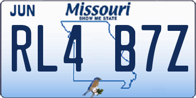 MO license plate RL4B7Z