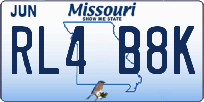 MO license plate RL4B8K