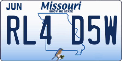 MO license plate RL4D5W