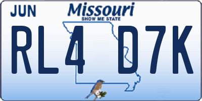 MO license plate RL4D7K