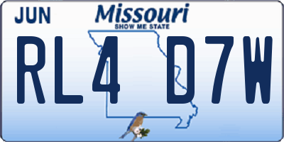 MO license plate RL4D7W