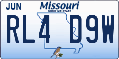MO license plate RL4D9W