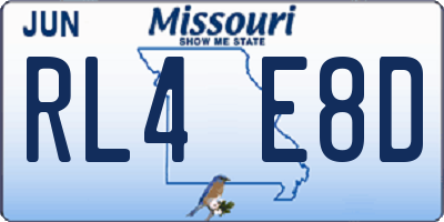 MO license plate RL4E8D