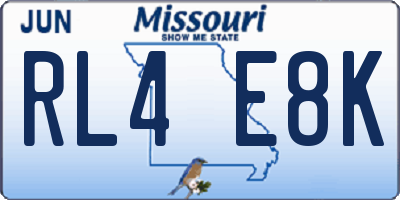MO license plate RL4E8K