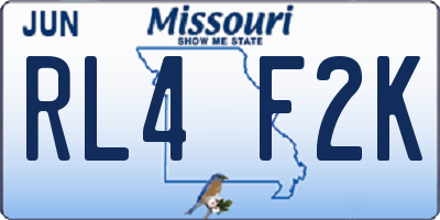 MO license plate RL4F2K